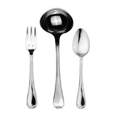 Mepra 3 Pcs Serving Set (fork Spoon And Ladle) Raffaello Stainless Steel