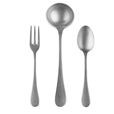 Mepra 3 Pcs Serving Set (fork Spoon And Ladle) Vintage In Silver