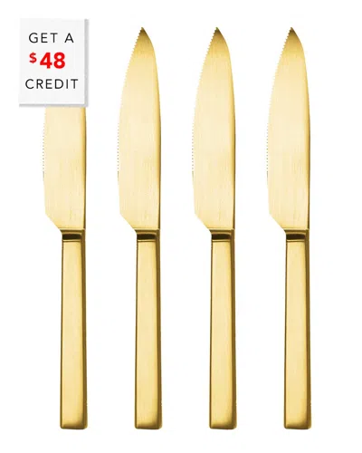 Mepra 4pc Stile Steak Knives Set With $48 Credit In Gold
