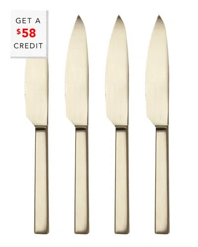 Mepra 4pc Stile Steak Knives Set With $58 Credit In Gold