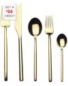 Mepra 5pc Flatware Set With $23 Credit In Gold