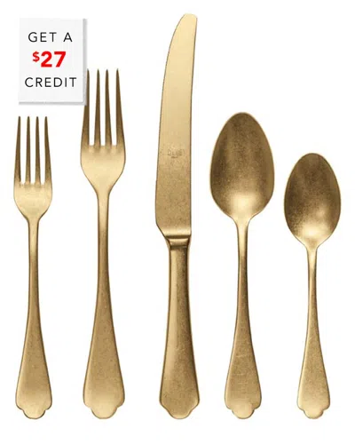 Mepra 5pc Flatware Set With $27 Credit In Gold