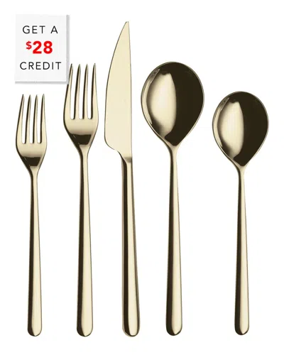 Mepra 5pc Flatware Set With $28 Credit In Gold