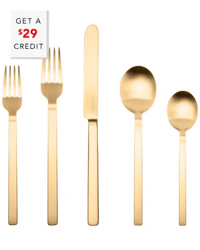 Mepra 5pc Flatware Set With $29 Credit In Gold