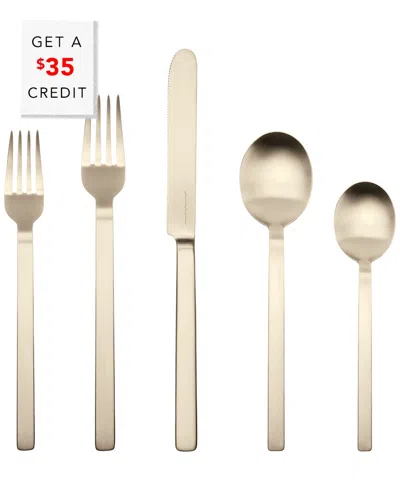 Mepra 5pc Flatware Set With $35 Credit In Gold