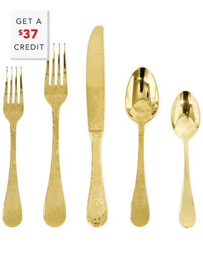 Mepra 5pc Flatware Set With $37 Credit In Gold