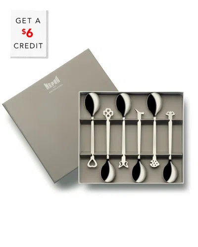 Mepra 6pc Coffee Spoon Set With $6 Credit In Silver