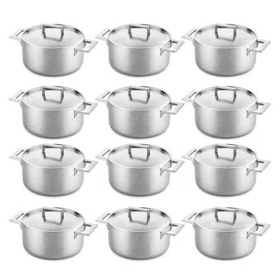 Mepra Attiva Peltro Casserole With Lid 7.09" - 12 Pieces - Pewter