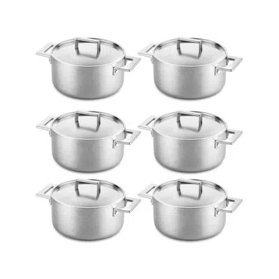 Mepra Attiva Peltro Casserole With Lid 7.09" - 6 Pieces - Pewter
