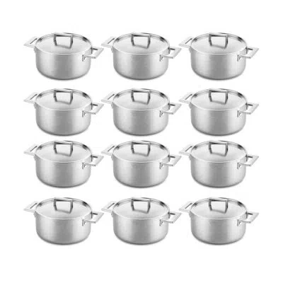 Mepra Attiva Peltro Casserole With Lid 7.87" - 12 Pieces - Pewter