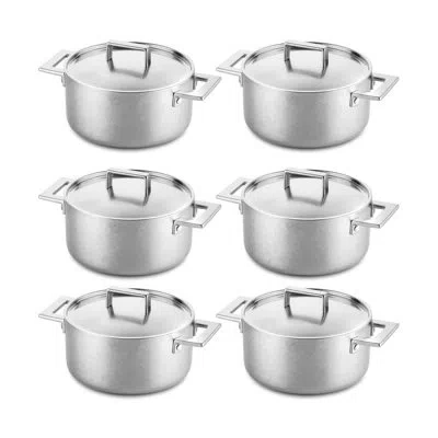 Mepra Attiva Peltro Casserole With Lid 7.87" - 6 Pieces - Pewter