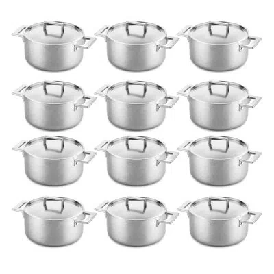 Mepra Attiva Peltro Casserole With Lid 8.66" - 12 Pieces - Pewter