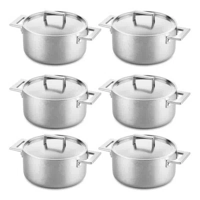 Mepra Attiva Peltro Casserole With Lid 8.66" - 6 Pieces - Pewter