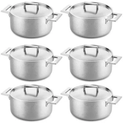 Mepra Attiva Peltro Casserole With Lid 9.45" - 6 Pieces - Pewter