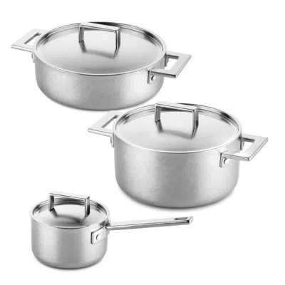 Mepra Attiva Pewter 6 Pcs Set Stainless Steel In Silver
