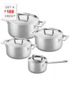 Mepra Attiva Pewter 8-piece Cookware Set