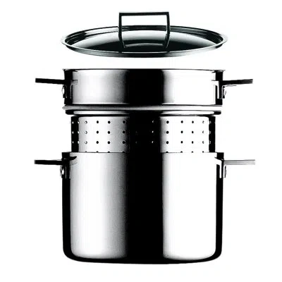 Mepra Attiva Tri-ply (stainless Steel, Aluminum, Magnetic Ss) Pasta Pot In Silver