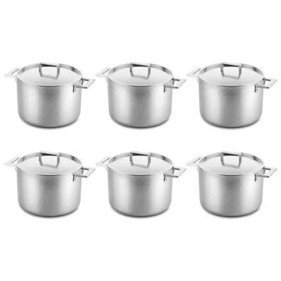 Mepra Attiva Tri-ply (stainless Steel, Aluminum, Magnetic Ss) Pot In Pewter