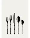 Mepra Bali Black Gold Mirror 5-piece Flatware Place Setting In Silver