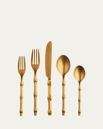 Mepra Bali Gold Pewter 5-piece Flatware Place Setting In Metallic