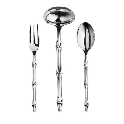 Mepra Bali Mirror 3 Piece Serving Set In Silver