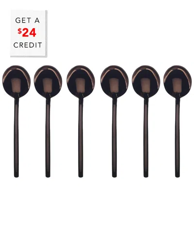 Mepra Bronxo 6pc Coffee Spoon Set With $24 Credit In Black