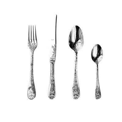 Mepra Casablanca Flatware Set - 24 Pieces - Gold In Silver