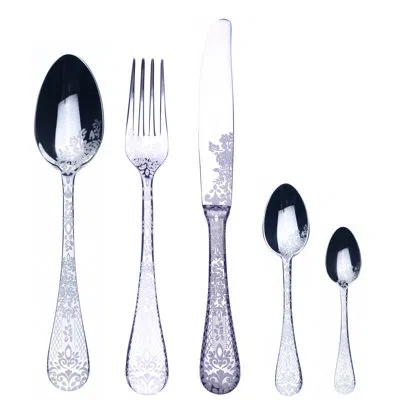 Mepra Casablanca Flatware Set With Moka Spoons - 30 Pieces - Stainless Steel In Silver