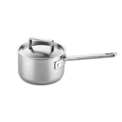 Mepra Casserole 1 H. With Lid Attiva Pewter Stainless Steel In Pewter Silver
