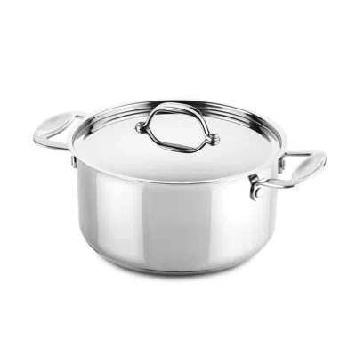 Mepra Casserole 2 H. With Lid Glamour Stone Stainless Steel In Silver