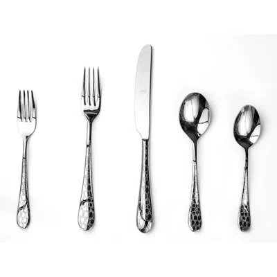 Mepra Coccodrillo Flatware Set - 5 Pieces - Ice Gold In Silver