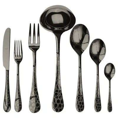 Mepra Coccodrillo Flatware Set - 51 Pieces - Gold In Silver