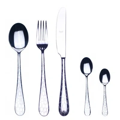 Mepra Coccodrillo Flatware Set With Moka Spoons - 30 Pieces - Ice Gold In Silver
