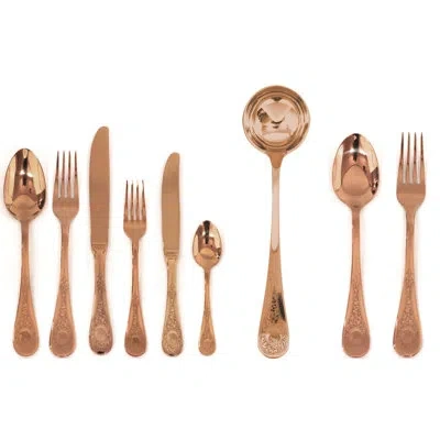 Mepra Diana Flatware Set - 75 Pieces - Black Gold In Silver