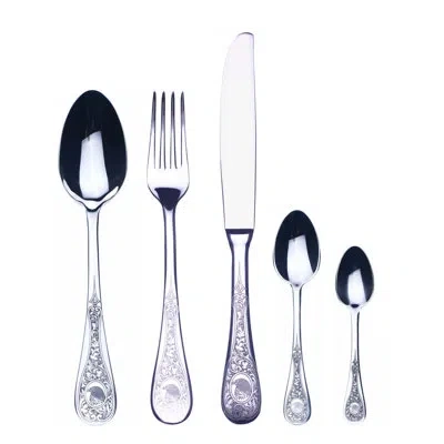 Mepra Diana Flatware Set With Moka Spoons - 30 Pieces - Gold In Silver