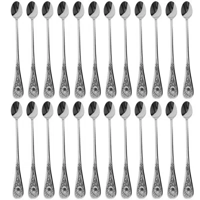 Mepra Diana Ice Tea Spoon - 24 Pieces - Black Gold In Silver