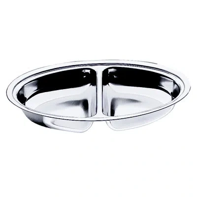 Mepra Divided Serving Dish With 2 Compartments, L: 11-3/4" W: 8-1/4" In Silver