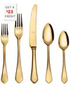 Mepra 5pc Flatware Set With $23 Credit In Gold