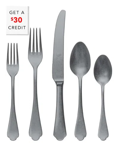 Mepra Dolce Vita Pewter Oro Nero 5pc Cutlery Set With $30 Credit In Silver