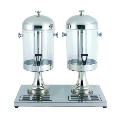 Mepra Double Juice Dispenser; Palace H: 22-7/8" Base: 22" X 13-3/4", 2 X 7 Quarts In Silver