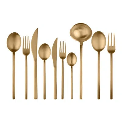 Mepra Due Flatware Set - 87 Pieces - Black Gold In Ice Gold