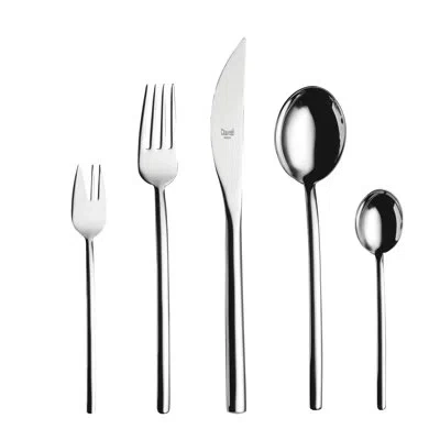 Mepra Due Flatware Set With Cake Forks - 30 Pieces - Ice Gold In Silver