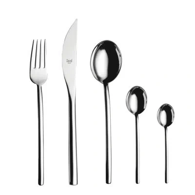 Mepra Due Flatware Set With Moka Spoons - 30 Pieces - Gold In Silver
