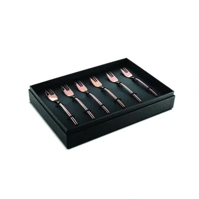 Mepra Due Gift Box - Stainless Steel Cake Forks - 6 Pcs. In Bronze