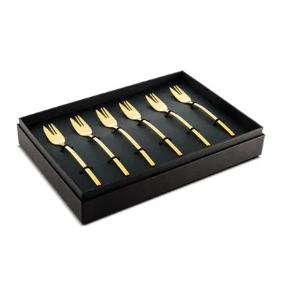 Mepra Due Ice Oro 6-piece Cake Fork Set Gold