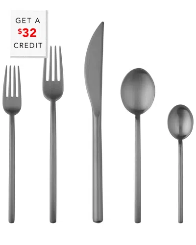 Mepra Due Nero Oro 5pc Place Setting With $32 Credit In Silver