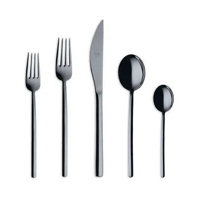 Mepra Due Oro Nero 5 Piece Place Setting In Hemotite