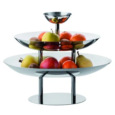 Mepra Elevated Three-tier Fruit Bowl In Silver