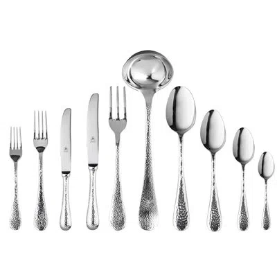 Mepra Epoque Flatware Set With H/h Knives - 45 Pieces - Pewter In Silver