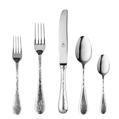 Mepra Epoque Flatware Set With H/h Knives - 5 Pieces - Pewter In Silver